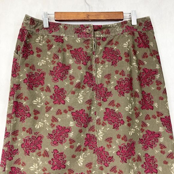 Eddie Bauer Corduroy Skirt Womens 10 Floral Boho Indie Cottagecore Goblincore - Picture 4 of 10